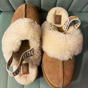 UGG Brown and Cream Shearling Slippers